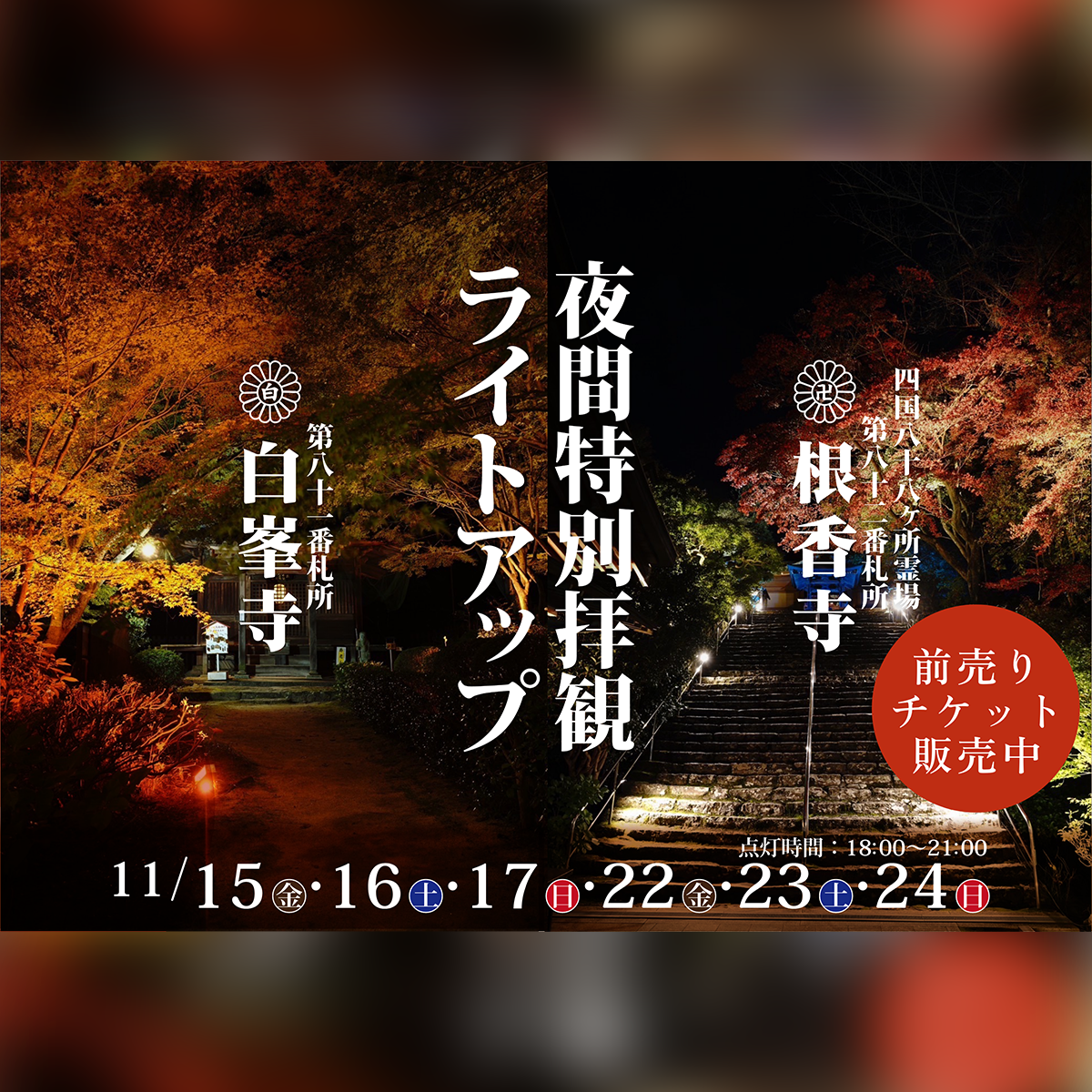 【11月開催】四国遍路霊場 夜間特別拝観ライトアップ！！